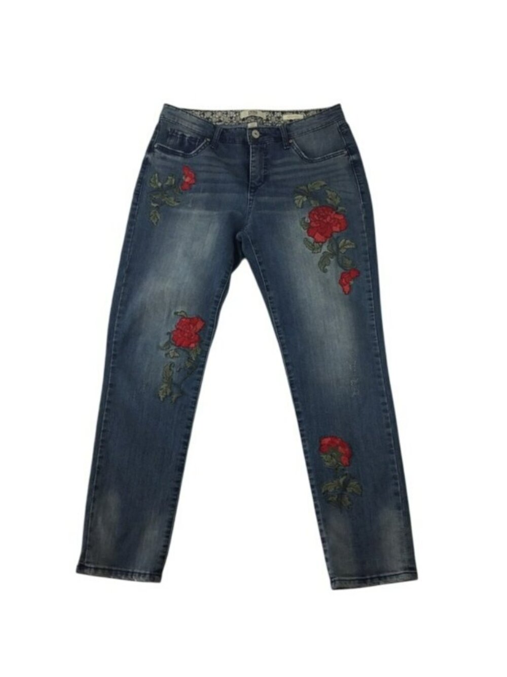 VTG America Boyfriend Embroidered Cropped Jeans